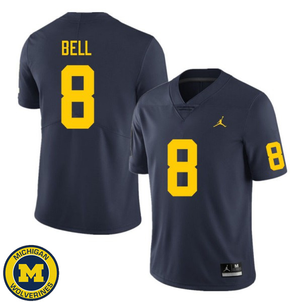 Mens Michigan Wolverines #8 Ronnie Bell Navy University Football Jersey